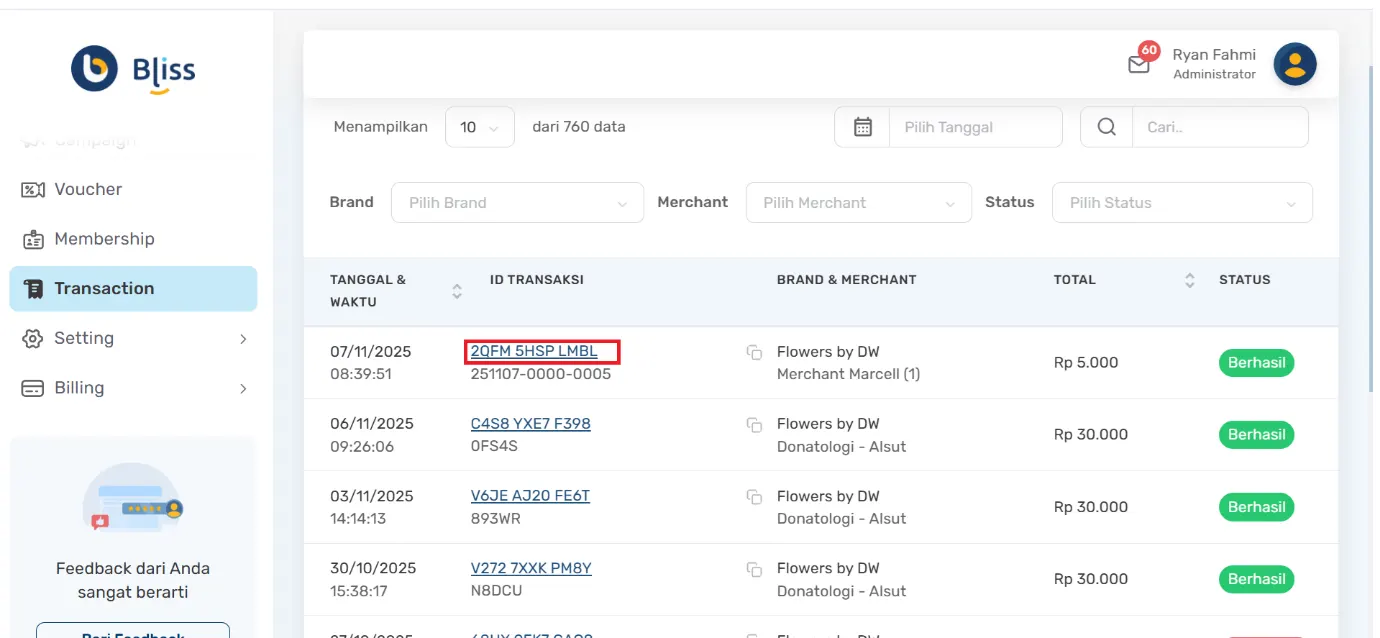 melihat riwayat transaksi